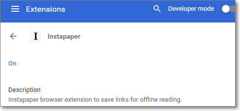 Instapaper extension in Chrome browser.