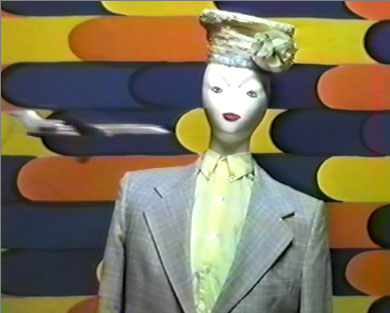 Mannequin with model airplane