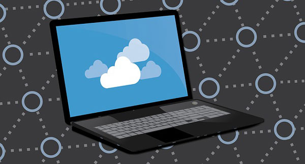 Laptop with clouds on screen