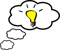 Light Bulb in Thought Bubble
