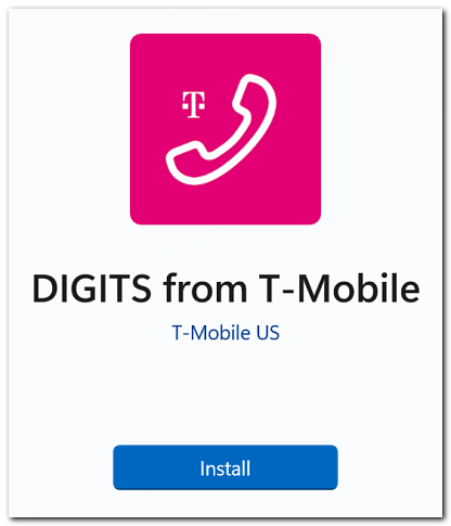 DIGITS app in Microsoft Store