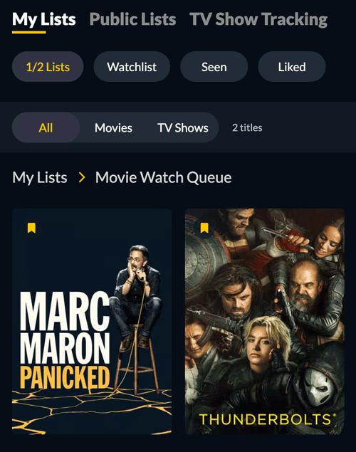 A custom list on JustWatch