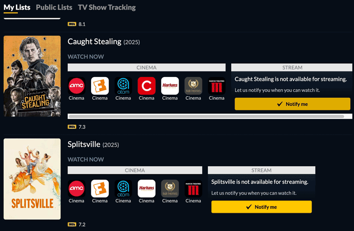 JustWatch - Notify Me button