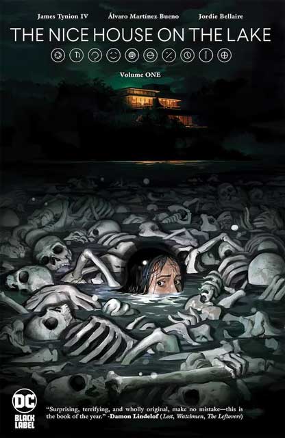 Graphic Novel Cover - Woman drowning in skeletons.