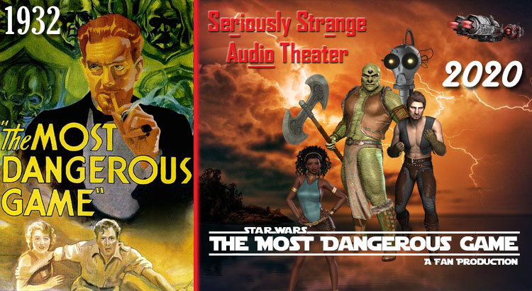 Original movie poster next to audio drama poster