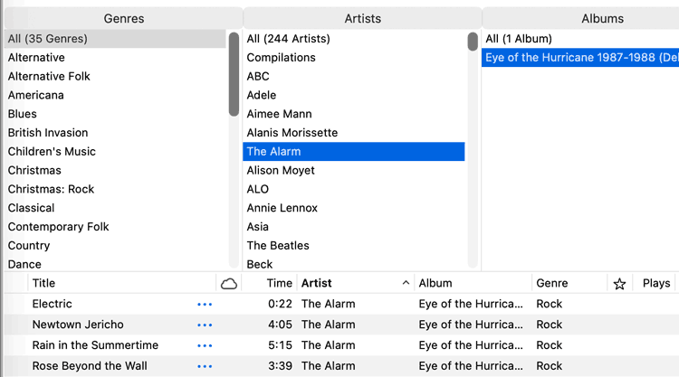 The Column Browser in Apple Music