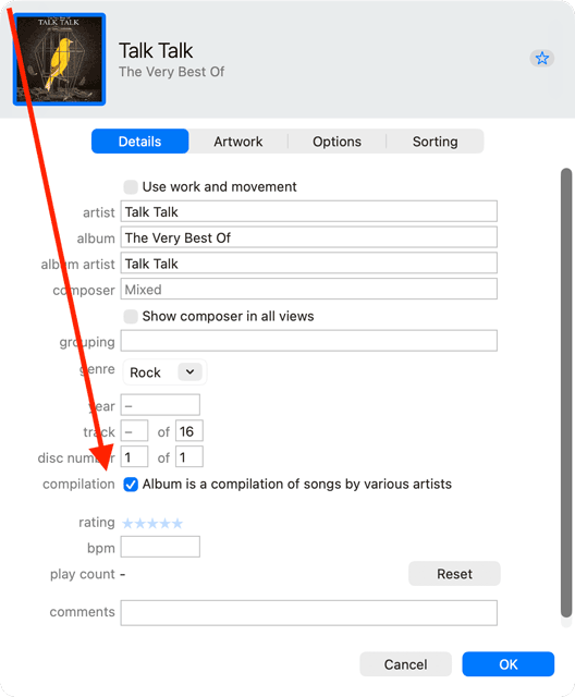 Get Info screen for a track in Apple Music