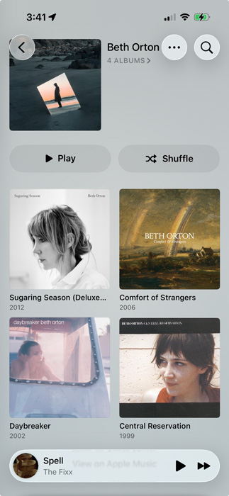 Album Artist screen in Marvis Pro