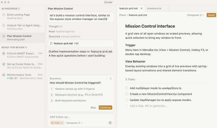 The Cursor workspace