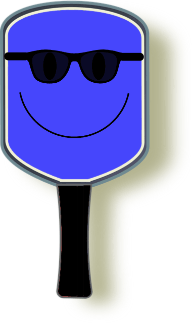 Illustration of a pickleball paddle wearing sunglasses.